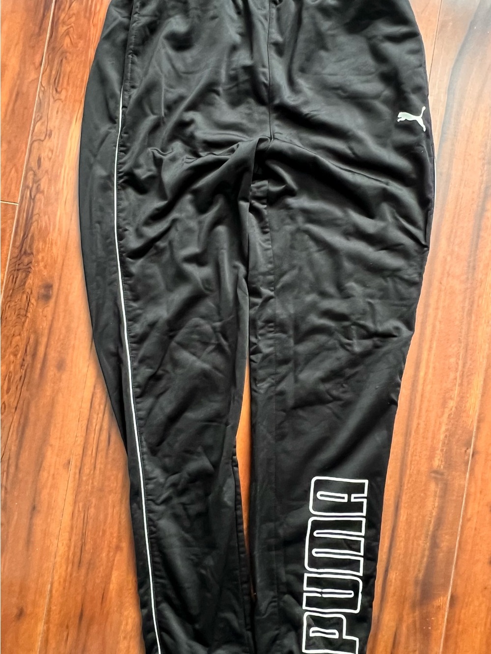 Puma Black Jogger Sweatpants with White Logo Piping